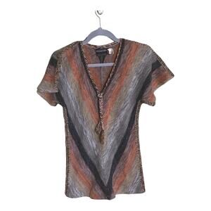 International Vintage  Women's Boho Wool Blend Knit Short Sleeve Top Sz. Sm. EUC